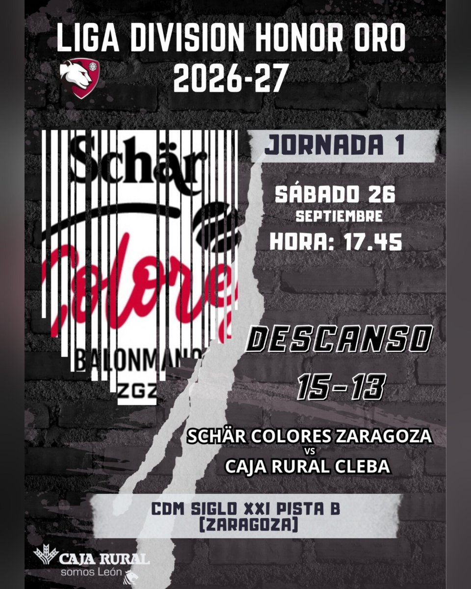 ClebaLeonBm's tweet photo. ¡HOY JUGAMOS!⚫🔴
📍Jornada 1 #DHOrofem | CDM Siglo XXI Pista B (Zaragoza)
⌚ RESULTADO AL DESCANSO
Schär @cbmcolores Zaragoza 15 🆚 Caja Rural Cleba 13
📱 https://t.co/YJQKcD0fXk
🤜🤛 "Juntas en la grada, invencibles en la cancha”
#cleba #sumaysigue #30aniversario #balonmano https://t.co/kLn220Dk5D