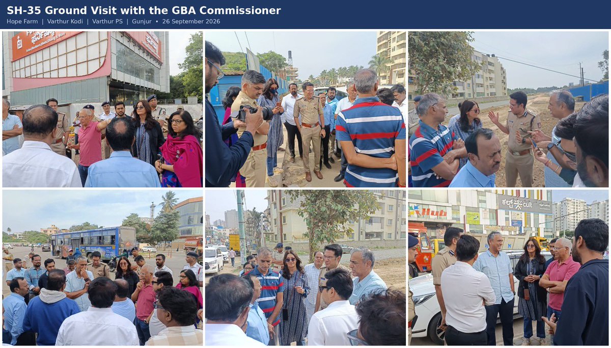 noorainee's tweet photo. Grateful for a morning on SH-35 with GBA Commissioner Sri M. Maheshwar Rao; Joint Commissioner of Police (Traffic), Bengaluru City, Sri Karthik Reddy; Sri Lokhande Snehal Sudhakar, Additional Commissioner (Development), Bengaluru East; Sri RK Misra; B.CLIP leader Sri Ramesh; senior government and police officials; local civic leaders; media representatives; and my colleagues from Inventure Academy.

We had a purposeful visit to Hope Farm Junction and walked through Varthur Kodi, Varthur Police Station and Gunjur, examining the roads, bylanes, drains and sidewalks used daily by our children and thousands of residents.

Immediate traffic-flow measures were agreed on the spot, while longer-term solutions to the Whitefield–Sarjapur area’s urgent mobility needs were discussed, with broad consensus on the way ahead. #SH35 

This is what good governance looks like: stakeholders working together, identifying problems, understanding different perspectives, agreeing on solutions and following through.

I look forward to the minutes and regular updates. Commitments must translate into completed work, with progress tracked and accountability maintained.

We are all #changemakers and we must all be part of the solution

@blrcitytraffic @wftrps @CPBlr @Jointcptraffic @DCPTrEastBCP
@blrcitytraffic @wftrps @CPBlr @Jointcptraffic @DCPTrEastBCP
@krishnabgowda @GBAChiefComm @GBA_office @BPACofficial @dcpwhitefield @WFRising @sarjapuraps @SarjapuraRWA @rk_misra @MansoorKhanINC @Antoni_APU