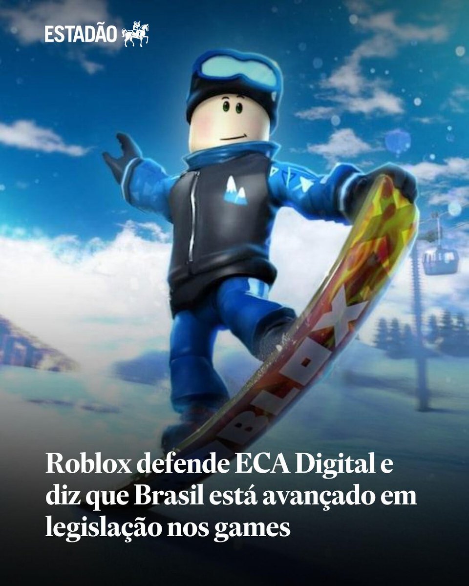 Estadao's tweet photo. Roblox defende ECA Digital e diz que Brasil está avançado em legislação nos games | Apesar de protestos de jogadores, Roblox diz que vê importância em legislações como ECA Digital e aponta que Brasil está na vanguarda desse tipo de regulação. Confira ... https://t.co/BY1mfJ6Vyn https://t.co/0Anz6BEVfc