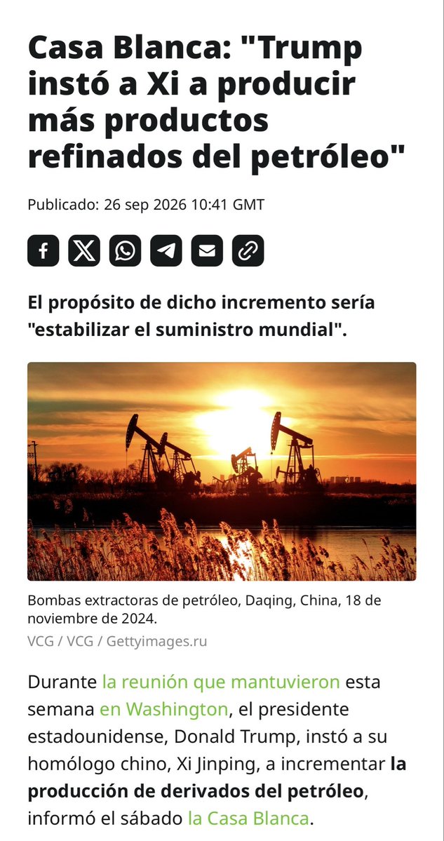 ferreyragerardo's tweet photo. Se disparó el gasoil en EEUU  y Trump q recibió con alfombra roja a Xi ahora le pide q China aumente la producción para q baje el precio.Pánico a perder las elecciones 
No era su Enemigo Estratégico China?
No están paralizadas y Canceladas las inversiones Chinas en Argentina? https://t.co/7wTwXbynpp