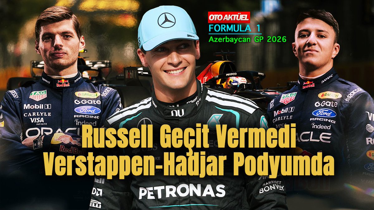 OtoAktuel's tweet photo. #SONDAKİKA 
⁉️Azrbaycan'da Kim Kazandı, Kim Kaybetti!
🔻George Russell, 2026 Azerbaycan Grand Prix'sinde pol pozisyonundan aldığı start avantajını, yarış boyunca devreye giren iki güvenlik aracı kesintisine rağmen zafere çevirdi. 
🔻Mercedes pilotu, son turlarda üzerine gelen Max Verstappen'i sadece 0.196 saniyelik farkla geride bırakarak bayrağı önde gördü. 
🔻Bakü City Circuit'teki yarışın en dikkat çekici hikâyesi ise, sıralama turlarında yaşadığı kazayla 16. sıradan start alan şampiyona lideri Kimi Antonelli'nin sergilediği toparlanma oldu.
💥Hadjar'dan Güçlü Podyum, Aston Martin'den Yine Sıfır Puan
🔻Sakatlığının ardından üç yarış aradan sonra pist mücadelesine dönen Red Bull pilotu Isack Hadjar, yarış boyunca takım arkadaşı Verstappen'e yakın bir tempo tutturarak üçüncü sırayı elde etti ve hafta sonunun en dikkat çeken performanslarından birine imza attı.
🔻Hafta sonunun en büyük kaybedeni Alpine takımı oldu. Colapinto'nun yaptığı inanılmaz hata nedeniyle yaşanan kazada Takımın iki pilotu da aynı anda ve aynı olayda yarış dışı kalırken, üstüne McLaren'ın da bir aracını (Norris) bu kazada kaybetmesi, olayı hafta sonunun en pahalı hatalarından biri hâline getirdi.
🔻Aston Martin için ise hafta sonu bir kez daha hüsranla kapandı. Fernando Alonso ve Lance Stroll'un ikisi de yarışı bitiremezken, takım bu sezon dip noktalarından birini daha yaşamış oldu.

🔻Midfield'de Racing Bulls'tan Arvid Lindblad, son turda Esteban Ocon'u geçerek yedinci sırada bitirirken, Oliver Bearman Haas'a ikinci puan turunu yaşattı. Nico Hülkenberg ise son turdaki hatası nedeniyle puan bölgesinin hemen dışında, 11. sırada yarışı tamamladı.
#F1 #AzerbaycanGP @f1rota #OtoAktüel #GeorgeRussell