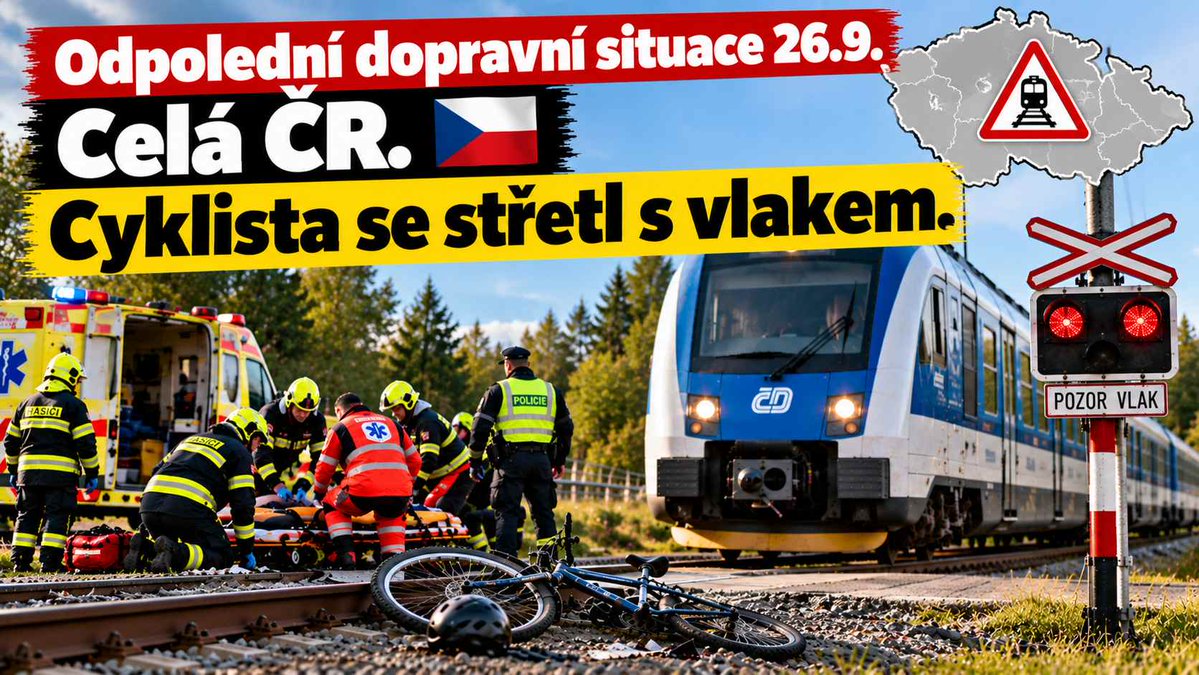 CzHasici's tweet photo. Odpolední dopravní situace: Cyklista se střetl s vlakem, probíhají záchranné a vyprošťovací práce https://t.co/ctGs7YDA4L
🚗 Odpolední dopravní situace: Dvě nehody motorkářů, střet cyklisty s vlakem a kolona na D1. #Policie #Nehody #Kolony #IZS #HZS #ZZS #Zásahy #HasičiCZ https://t.co/hv25idBoH2