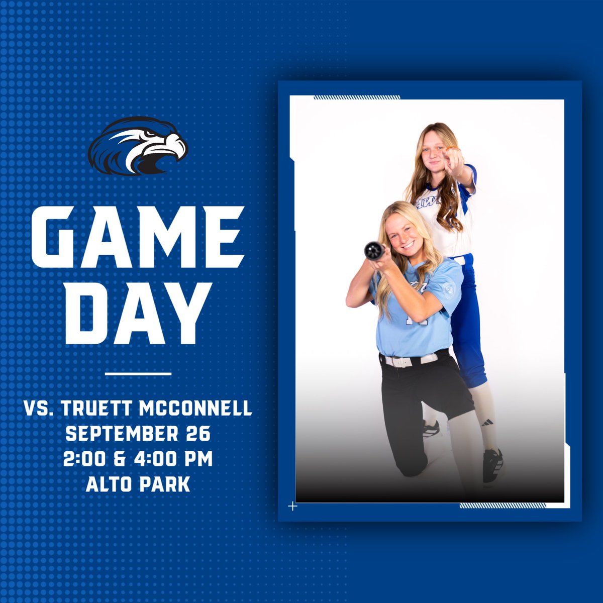 SUHawksSoftball's tweet photo. We want to see YOU 🫵 today at our Fall games! 
🆚 Truett McConnell University 
📅 Saturday, September 26
⌚️ 2:00 &amp; 4:00pm
📍 Alto Park | Rome, GA https://t.co/IpLJ8qisZR