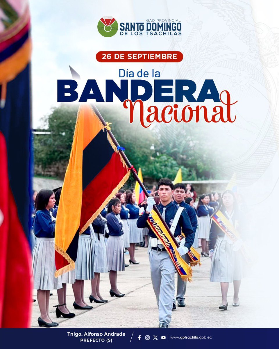 GadTsachilas's tweet photo. #UnDíaComoHoy | Rendimos homenaje a la Bandera Nacional, símbolo de identidad y orgullo para los ecuatorianos 🇪🇨 https://t.co/ejc3tpa1Oc