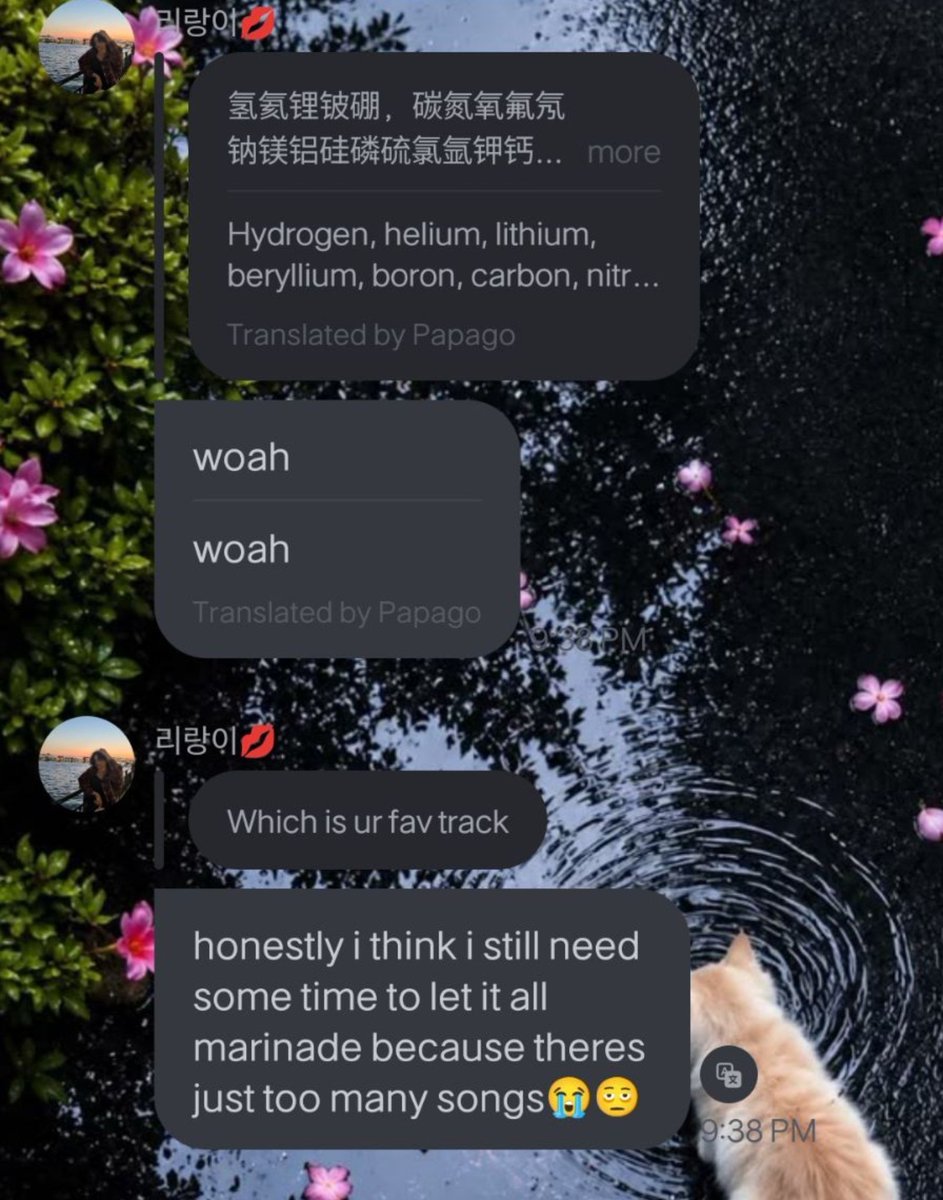 tiger_xin_news's tweet photo. #update #fromm(24.09.26)~

🐯~ Ria, I'm back/ Ria is here 

🩷~ Hydrogen, helium, lithium, beryllium, boron, carbon, nitrogen, oxygen, fluorine, neon, sodium, magnesium, aluminum, silicon, phosphorus, sulfur, chlorine, argon, potassium, calcium, scandium, titanium, vanadium, chromium, manganese, iron, cobalt, nickel, copper, zinc, gallium, germanium, arsenic, selenium, bromine, krypton, rubidium, strontium, yttrium, zirconium, niobium, molybdenum, technetium, ruthenium, rhodium, palladium, silver

🐯~ woah

🩷~ Which is ur fav track

🐯~ honestly i think i still need some time to let it all marinade because theres just too many songs😭🫩

🩷~ I've been so busy attending school lately. I need to go see you sometime, but I don't have time.. I'm sorry I can't go see you often, and since I'm always thinking of you, Ria, I'll pray that we can see each other soon! Ria, always fighting/keep it up!  

🐯~ Unnie, don't be sorry ㅠㅠ We're even more sorry because there haven't been many chances to see you in Korea... I really hope we can see you during this promotion! Unnie, fighting/you got this, too ❤️  

🩷~ I'm off to dye my hair so I can look cool at the concert too, hehe

🐯~ omg what colour

🩷~ usually i try to save your time and write in english so you'll not have to translate but today I'm in a bad mood, so you'll have to translate 🤓  

🐯~ naur omg are u feeling better 😭

💬(Us)~ AAMI YOU BECAME OUR NEW MOMMY... WE ARE GAGGED BY YOUR VISUALS

🐯~ new??? who was the former mom😔

#XIN #ARIA