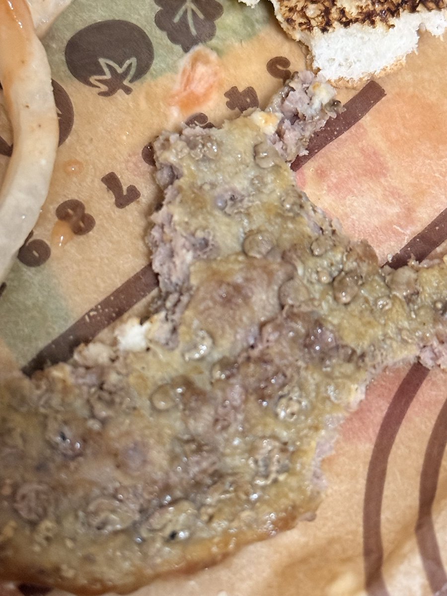 buseekiiin's tweet photo. @BurgerKing Bu ürün müşteriye nasıl servis edilebiliyor?  bu. İç kısmı pembe/kırmızı ve ıslak, üzerinde ise ne olduğu belli olmayan çok sayıda yuvarlak parçacık var. Umarım bir açıklamanız olur. https://t.co/mM6x74uk0I