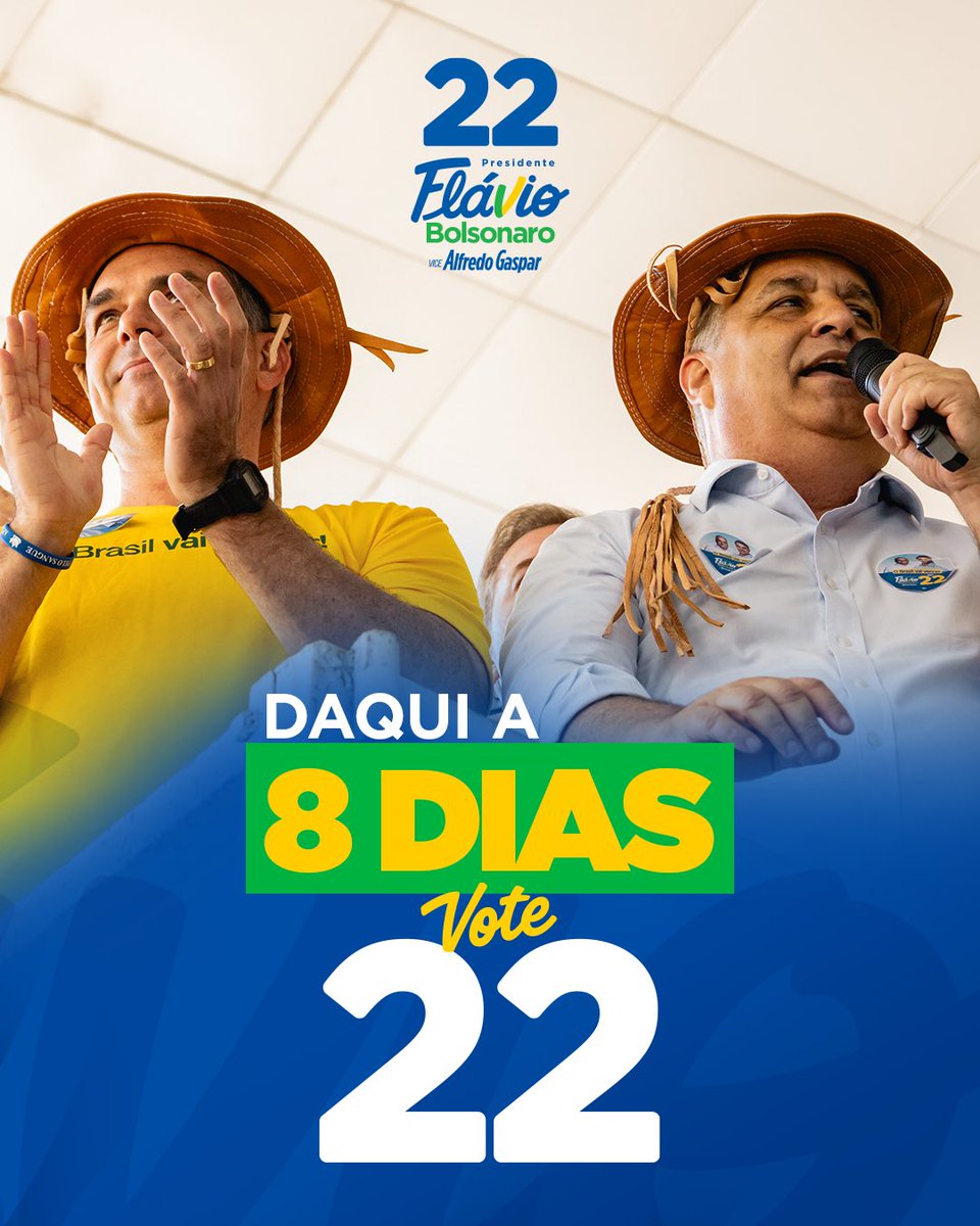 Alfredogaspar_'s tweet photo. Faltam 8 dias! 🇧🇷

A contagem regressiva começou. São 8 dias para levar essa mensagem mais longe, conversar, compartilhar e mostrar a força de quem acredita em um novo caminho para o Brasil.

Estamos chegando! 2️⃣2️⃣ ✌️ https://t.co/hrTMJ70qHu