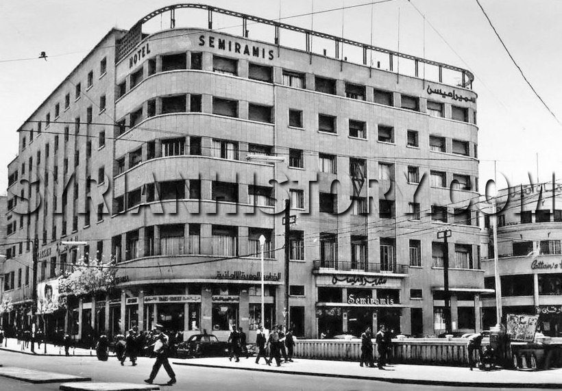 50YearsAgoLive's tweet photo. Four Palestinian militants seize the Hotel Semiramis in Damascus, Syria, and take 90 guests and employees hostage. 

The Syrian Army storms the building and captures three of the four terrorists alive, but four hostages are killed and 34 are wounded in the crossfire. 

The three captured militants are lynched outside the hotel and their bodies are left to hang.
