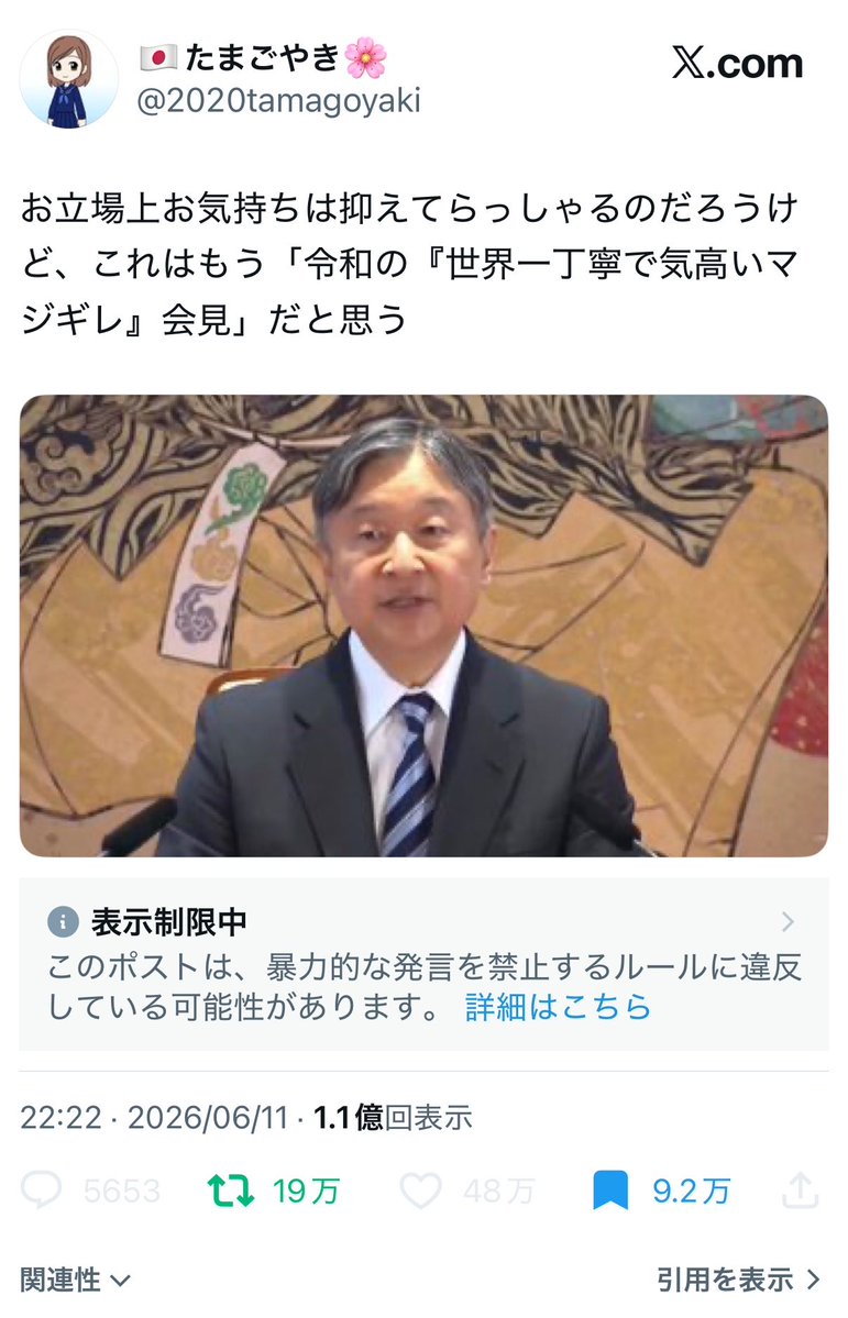 AQd5a's tweet photo. @2020tamagoyaki 私も先ほど見て目を疑いました。どこが暴力的？Xもう駄目かも知れない。 https://t.co/wzo9Zu8eYQ