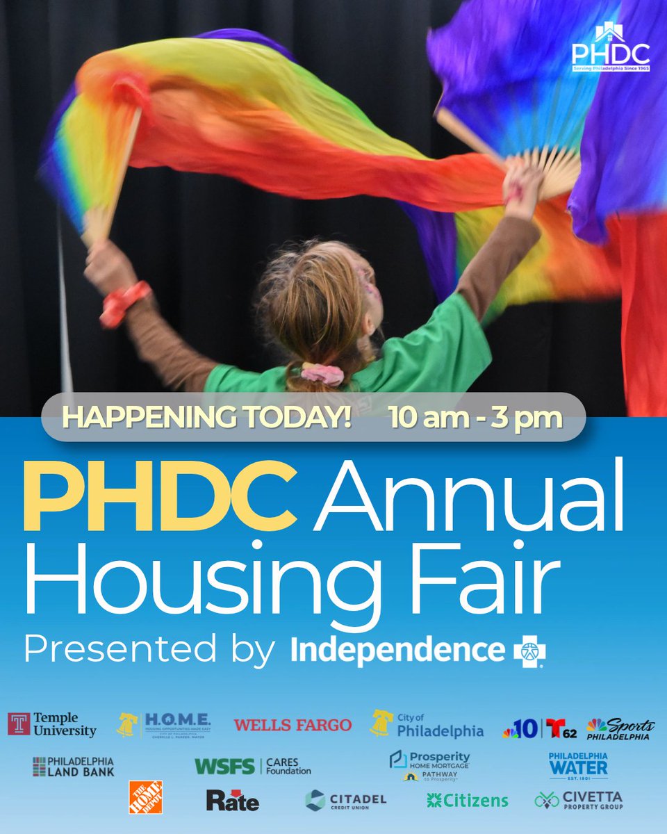 PHLPlanDevelop's tweet photo. We're getting ready to open the doors to the PHDC Annual Housing Fair presented by @IBX! 

Come talk with industry experts, have some family fun, get a chair massage, freebies, and so much more! We'll be here until 3pm today!

@TempleUniv 1816 N. 15th St. https://t.co/LlEMMAGEqI