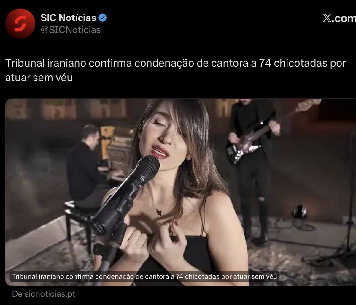 claudiaaict's tweet photo. 74 chicotadas a uma mulher no Irão por cantar sem véu.
A esquerda e as feministas seletivas fecham a boca.

A Sydney Sweeney aparece nua num anúncio e o mundo acaba.

O vosso feminismo não defende mulheres. Defende uma ideologia.

A indignação desaparece sempre que o problema se chama Islão.