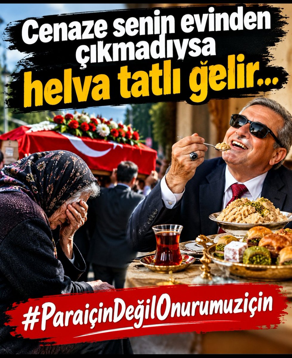 _Gecen_gunler_'s tweet photo. Cenaze senin evinden çıkmadıysa helva tatlı gelir...

#Parai��inDeğilOnurumuziçin https://t.co/ry5mQcD7w5