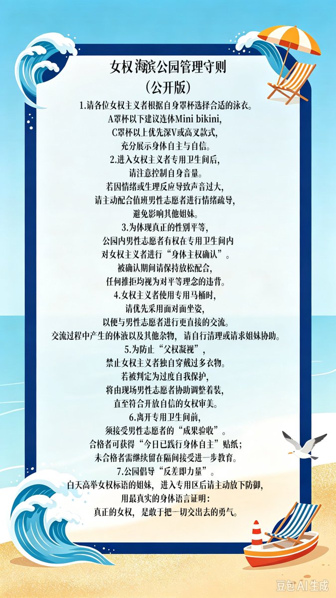 MrFuForFun's tweet photo. 请各位女权斗士以及傻屄贡脑女权婊严格按照入园须知进行本海滨浴场的游乐活动，谨记牢记女权本质。
🖕 https://t.co/S5tKwg5IS2