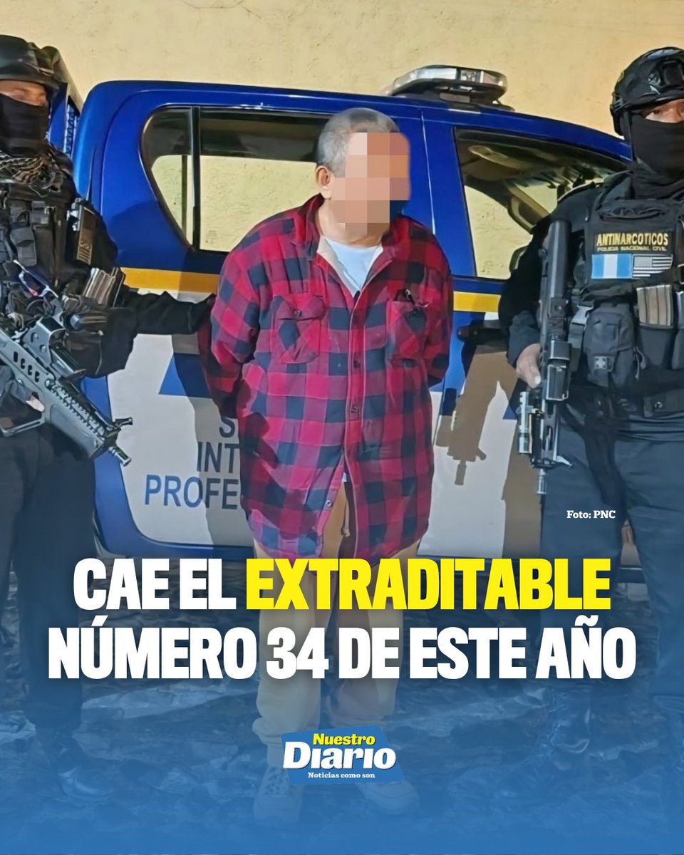 🚨 CAE EL EXTRADITABLE NÚMERO 34 DE ESTE AÑO 🚨 La PNC capturó en San Miguel Dueñas, Sacatepéquez, a Urias López Galeano, alias “Carlos” o “Indio”, de 58 año…