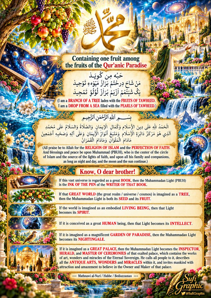 SufiGraphic's tweet photo. #ProphetMuhammad #Prophet #Salawat #Paradise #Tawhid #Islam #Faith #Bediuzzaman #RisaleiNur Who is Prophet Muhammad (A.S.M.)? https://t.co/qeo2GWCrRU