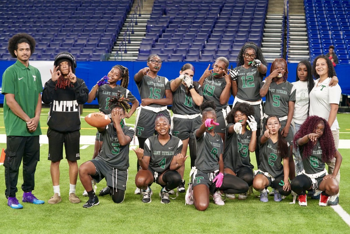 IPSAthletics's tweet photo. CIRCLE CITY CLASSIC READY‼️🏈

@LucasOilStadium is the BEAUTIFUL venue this morning ☀️ as we play some flag football! 

An all @IPSSchools matchup @Attucks_Sports &amp; @Titanathletics1 kicks off the 42nd Circle City Classic this morning!! https://t.co/4iDtpShE2y