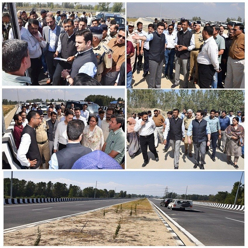 DivComKash's tweet photo. Div Com Kashmir conducts Extensive Tour of SRR Phase-I from Galandar to Narbal
SRINAGAR, SEPTEMBER 26: In a bid to expedite the ongoing works on Srinagar Ring Road (SRR) Phase-I, Divisional Commissioner Kashmir,  Anshul Garg today conducted an extensive inspection of the 46-kilometre stretch from Galandar to Narbal to assess the progress of the project and address issues hampering its timely completion.
The Divisional Commissioner was accompanied by the Deputy Commissioners of Pulwama and Budgam in their respective jurisdictions, besides Project Director NHAI, SSP Traffic Rural, engineers from KPDCL, KPTCL, PHE, R&B and I&FC, DFOs, contractors and NHAI advisor.
At the outset of the tour, the Project Director NHAI briefed the Divisional Commissioner on the status of various components of Phase-I. It was informed that 143 culverts, 23 minor bridges, 3 major bridges, 18 light vehicular underpasses, 2 flyover-cum-interchanges, 6 overpasses, 12 syphons and 107 HPCs have been completed so far.
During the inspection, the Divisional Commissioner visited several locations along the alignment and reviewed ongoing works, including the shifting and height clearance of transmission towers, construction of underpasses and connectivity to artillery roads.
He directed KPTCL to undertake parallel works for the erection of new transmission towers to minimise power shutdowns during the shifting process and avoid inconvenience to the general public. He also called for augmentation of the workforce to ensure that the stipulated timelines are met.
The Divisional Commissioner further directed the Project Director, NHAI, to take up the matter of bridge load testing with NIT on priority so that the process is completed without unnecessary delay.
He also stressed the need to establish road connectivity to NIFT and the airport in consultation with all concerned stakeholders, including the Airport Authority, Air Force and BSF. He called for resolving all associated issues in advance through coordinated efforts among the departments concerned.
At the conclusion of the tour at Narbal, Divisional Commissioner Kashmir said that Phase-I of the Srinagar Ring Road extends for 46 kilometres from Galandar to Narbal.
He said that the primary objective of the visit was to assess the progress of the project, review the issues affecting its execution and identify measures to facilitate the contractors in completing the works within the stipulated timeline.
Regarding the completion schedule, he said that efforts are being expedited to make the Phase-I stretch motorable by the end of December. He added that local representatives and MLAs have also been raising the issue of early completion of the project to provide service to the people.
On the issue of transmission towers, the Divisional Commissioner said that NHAI had highlighted the constraints caused by the existing towers. He, however, clarified that there are currently no pending issues regarding land compensation or utility shifting, as these matters have been completed by the District Administration.
Regarding connectivity to Budgam town, he said that NHAI would internally process a proposal aimed at ensuring that Budgam town also derives benefit from the Srinagar Ring Road project.
@OfficeOfLGJandK 
@CM_JnK 
@hello_anshul 
@diprjk 
@ddnewsSrinagar