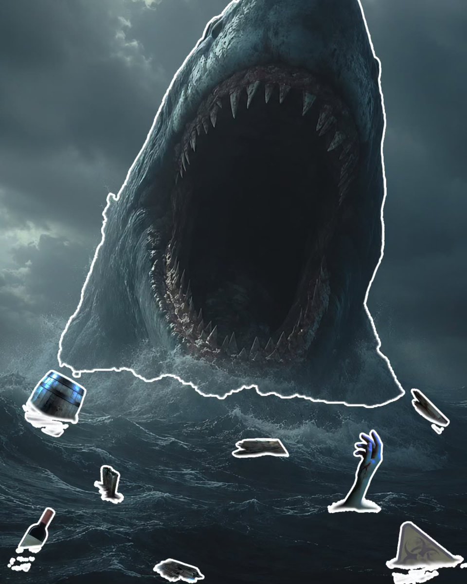 ArceliaCiuwi's tweet photo. JAWS” Fear has a new face. A tribute to the ocean’s most iconic nightmare, reimagined with a cinematic edge. Designed to stop your scroll and make you fear the deep. Image: Razor Picz, Pinterest. https://t.co/b6xrpO85mw