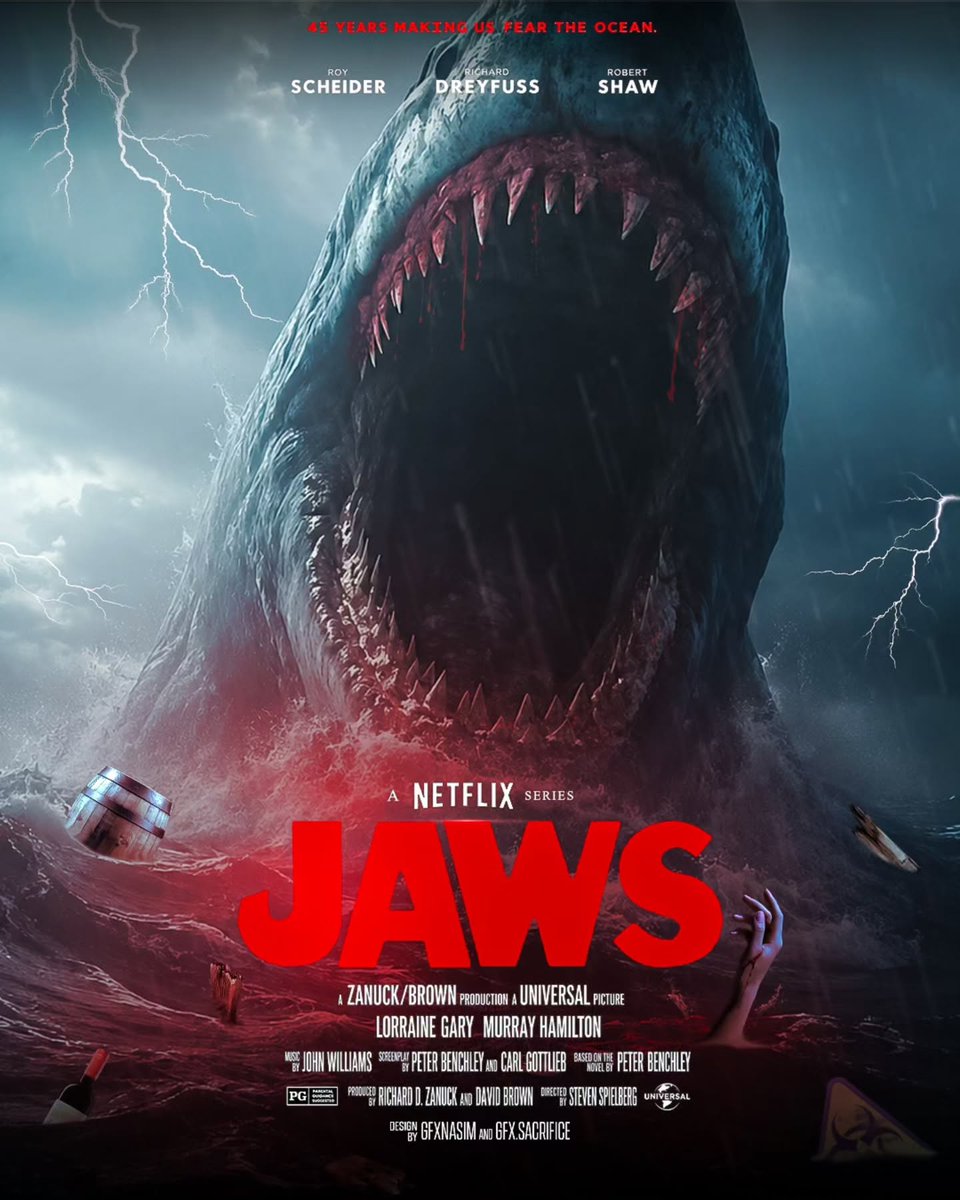 ArceliaCiuwi's tweet photo. JAWS” Fear has a new face. A tribute to the ocean’s most iconic nightmare, reimagined with a cinematic edge. Designed to stop your scroll and make you fear the deep. Image: Razor Picz, Pinterest. https://t.co/b6xrpO85mw