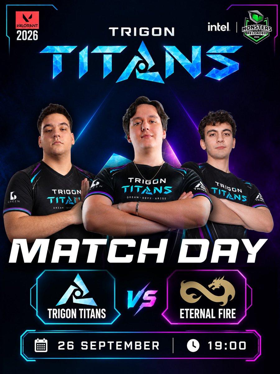 TrigonTitansVal's tweet photo. VAKİT GELDİ! 🤩

Intel Monster Reloaded 2026 B Grubu ilk karşılaşmamızda rakibimiz @eternalfiregg!

🗺️ BO3
🕖 19.00
📺 https://t.co/rY0QxaMOW4 https://t.co/ufw2jgTBcj