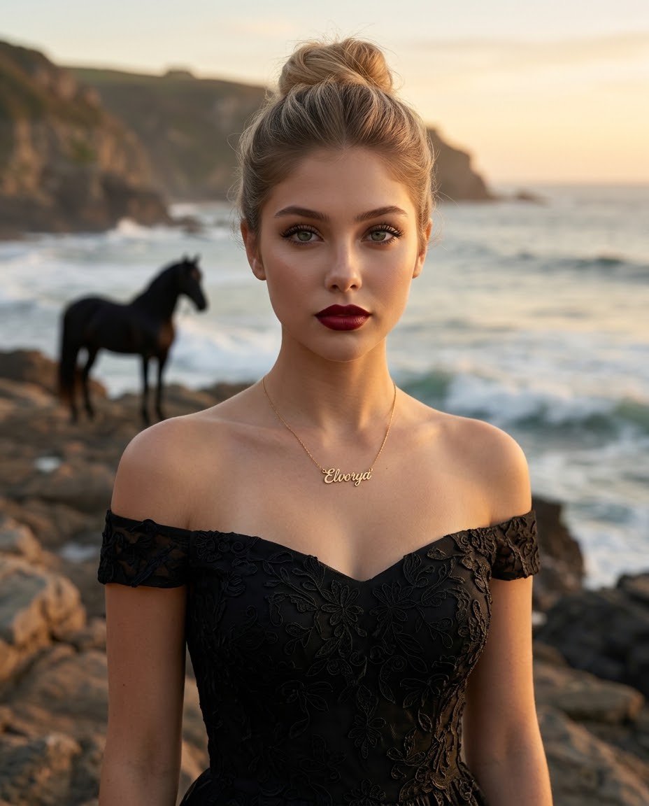 Coastal Black Lace Portrait