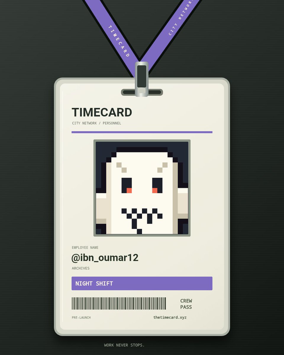 Ibn_oumar12's tweet photo. I’m hired. First shift starts now.
NIGHT SHIFT crew, clock in. @thetimecard

Get your badge. Join the crew. https://t.co/LVeMjVtL12 https://t.co/f2CAoX6gbl