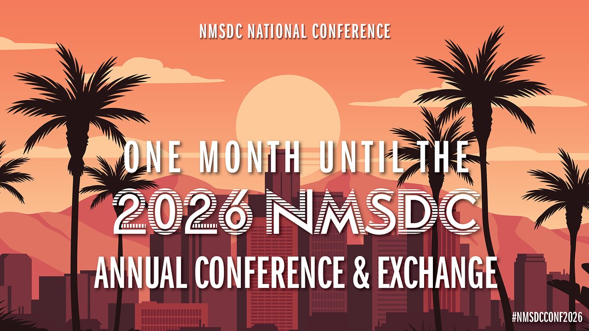 NYNJCouncil's tweet photo. One month until the 2026 NMSDC Annual Conference &amp; Exchange Oct 25-28 in Los Angeles. Join for networking, learning, sharing and growing together. Register today. 

https://t.co/gwoswKvbio

#NMSDCConf2026 #NMSDCConference https://t.co/OSkFf0V6TG