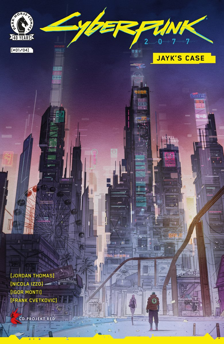 DarkHorseComics's tweet photo. Reminder: Cyberpunk 2077: Jayk's Case begins on October 21st with issue #1! Details: https://t.co/COq7XYl2UF

This 4-issue series is a noir detective mystery set in the world of Cyberpunk 2077!

By @Jordan_J_Thomas, Nicola Izzo, @igormontiart, and Frank Cvetkovic. With issue #1 covers from Izzo, @jfornes74, Richard Blake, and @NimitMalavia. With @CDPROJEKTRED