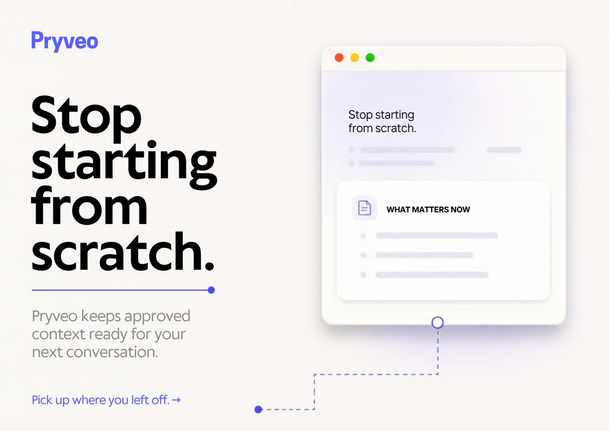 pryveo's tweet photo. a lot of bad AI answers come from the AI missing a recent change in your work, even when the model is great

we put together 5 signs your AI is running on old context, with a fix for each

#2 is the most common one: it keeps suggesting ideas you already rejected https://t.co/eAHyeiOT7H