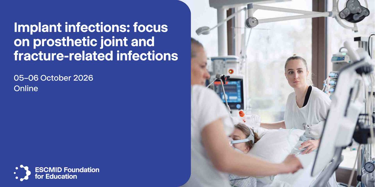 ESCMID's tweet photo. 🦴🦠 This online course focuses on implant-associated infections, with special emphasis on prosthetic joint and fracture-related infections from infectious diseases, microbiology, and orthopaedic perspectives.

💡 Learn more and sign up today:
https://t.co/McNnoHo9VD https://t.co/idF9T02Yrq
