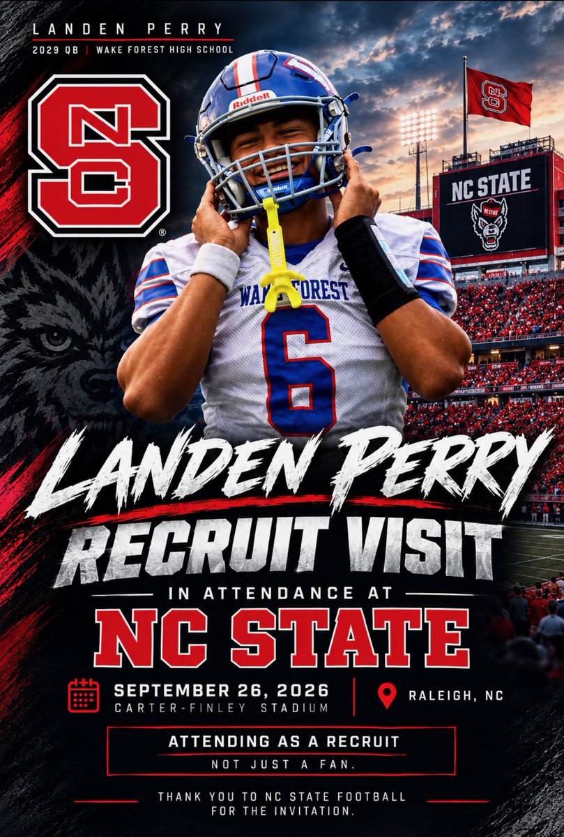 landenlawperry's tweet photo. I would like to thank @PackFootball for the invite to tonight’s game Vs app state. Go pack
@WF_CougarFball https://t.co/wxcVeo1EAD