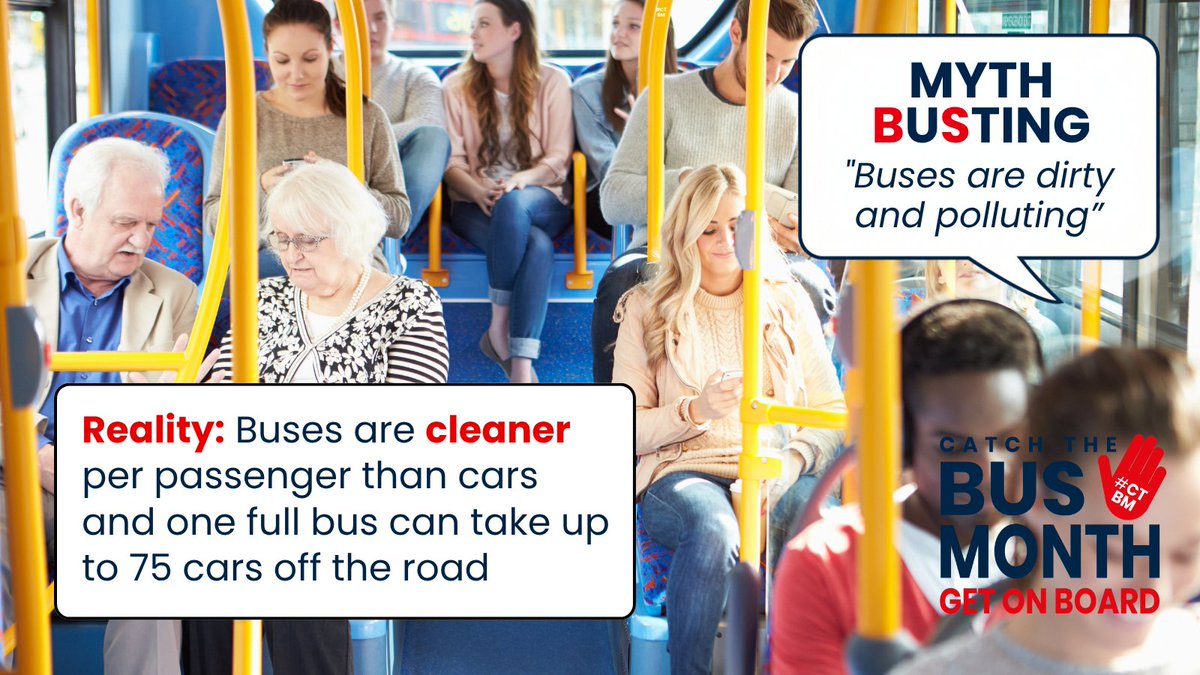 CBTransport's tweet photo. 🚌It's @BusUsersUK's #CatchTheBusMonth. This year's theme? #MythBusting
❌Myth: "Buses are dirty and polluting"
✔️Truth: Buses are cleaner per passenger than cars and one full bus can take up to 75 cars off the road
So why not get on board 🚌💚
#CTBM26 #MDYB26 https://t.co/s7rb40U4VP