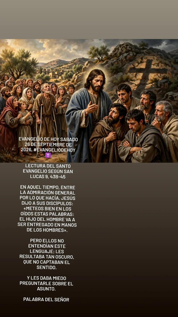 sazs0510's tweet photo. Todos admiraban a Jesús.

Y Él: "Métanse esto en los oídos: el Hijo del hombre va a ser entregado".

No se deja llevar por aplausos. Mira a la cruz.

Los discípulos no entienden y les da miedo preguntar.

¿Nos pasa igual? ✝️

#EvangelioDeHoy https://t.co/8JQdHwR6pF