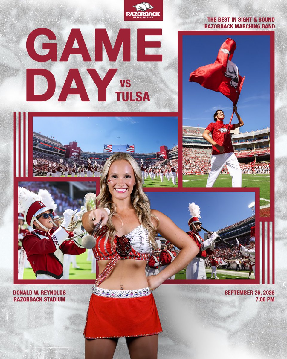uarkbands's tweet photo. Time for a Night Game in Fayetteville! 🤩 https://t.co/vr8y2ixIpp