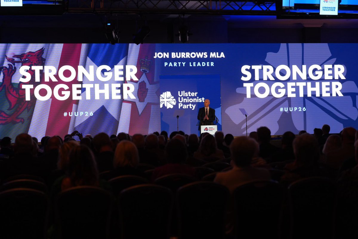 uuponline's tweet photo. "We are ready to lead." Party Leader Jon Burrows MLA addresses Conference.
#UUP26 #StrongerTogether https://t.co/0QzrnxXiJd