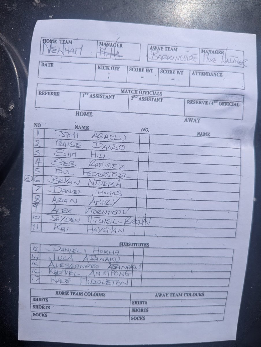 BarkingsideFC's tweet photo. Today's Starting Line-up & Subs π @NewhamWanderers in @EssexAllianceFL action - Asaolu, Danso, Hill, Ramirez, Federspiel, Ntueba, Thomas, Amiry, Vtornicov, Mitchell-Brown & Haysman
Subs: Hoxha, L Ajanaku, A Ajanaku, Animpong & Middleton #CmonSide π https://t.co/XtTU7tiYte