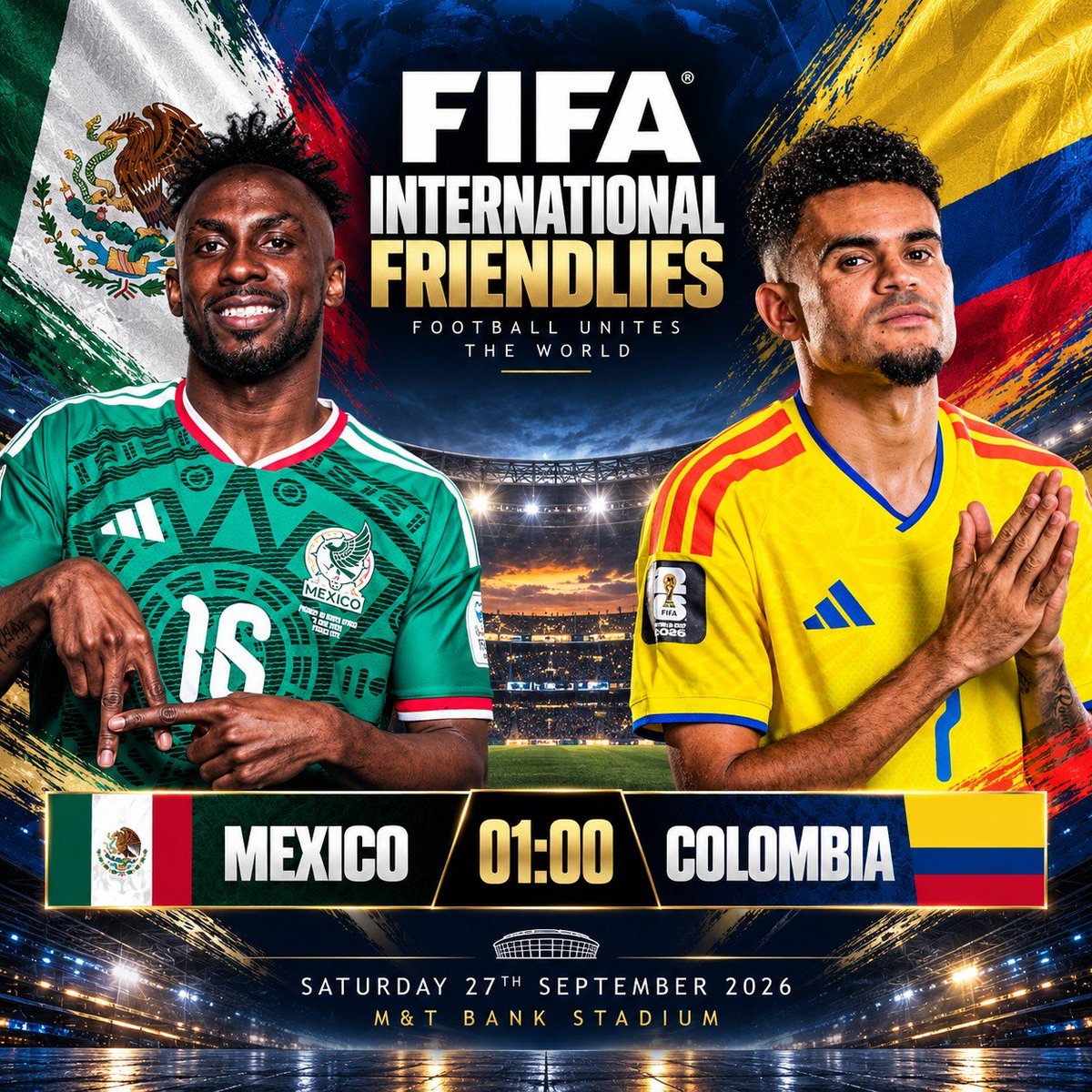 FTextraTime's tweet photo. Concacaf meets Conmebol tonight in Baltimore as Mexico and Colombia square off in an international friendly. #MEXCOL #InternationalFriendly https://t.co/PtLSQbvoja
