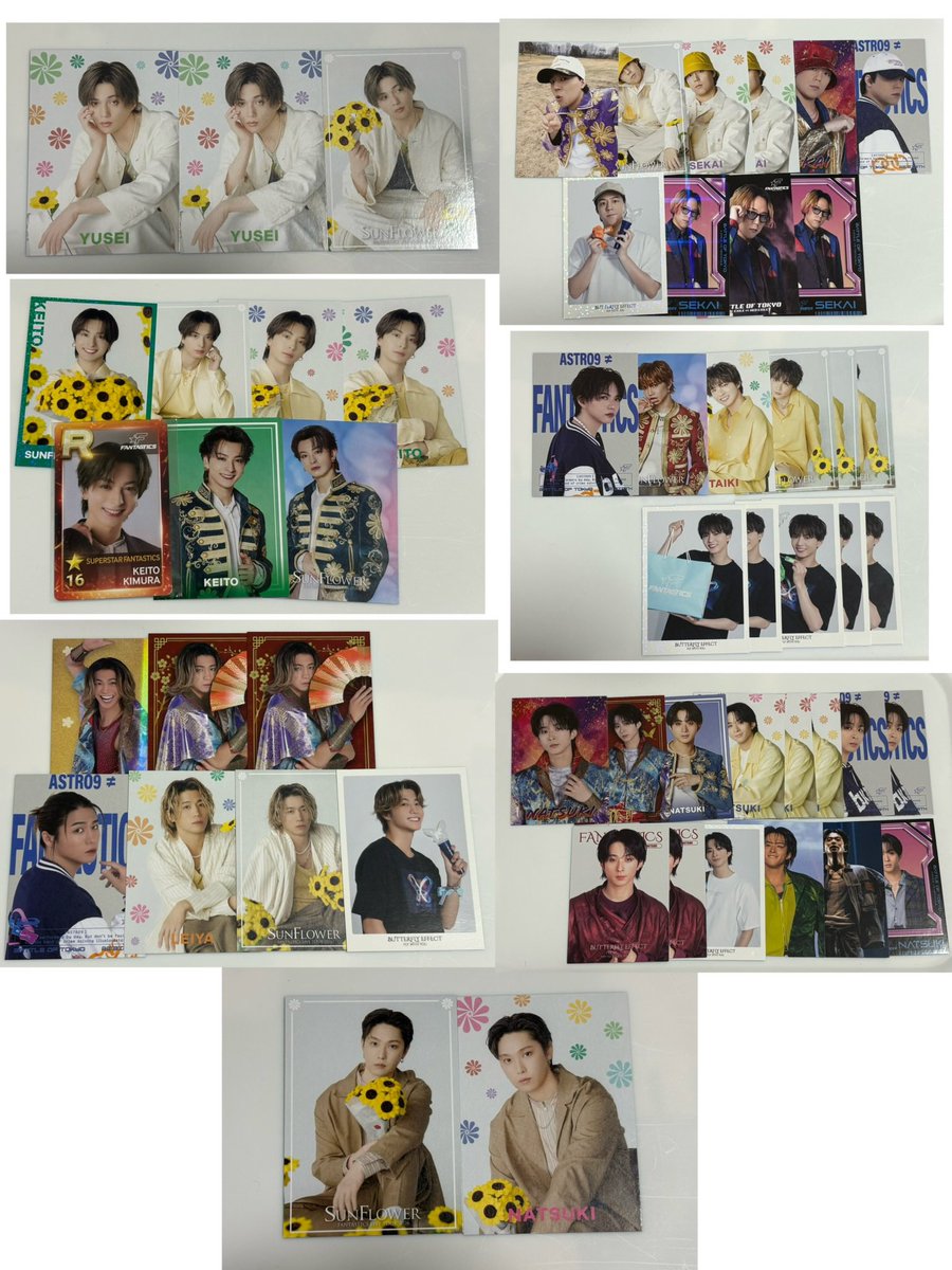 ykk_6271's tweet photo. FANTASTICS トレカ 交換 

譲▶︎瀬口黎弥、佐藤大樹、木村慧人、世界、澤本夏輝、堀夏喜、中島颯太

求▶︎中島颯太 （SF第1弾のシクレを特に求めてます😭）

郵送希望です📮
または、山羊と犬11/1、EXPO11/28手渡し可能です！

比率違い可能です！DM、リプお待ちしております🌻 https://t.co/embmsoFBe4