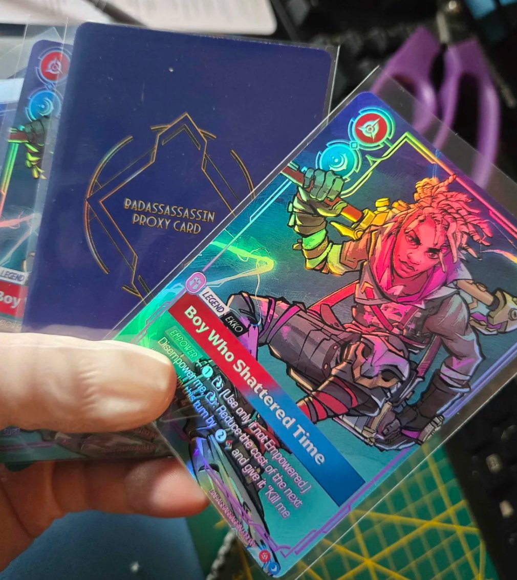 Badassassassin's tweet photo. Holographic cardstock is in
Time to sit down and print #Riftbound #RiftboundProxy stock!! Hoping to finish the token set soon. https://t.co/8QBsRcQvot