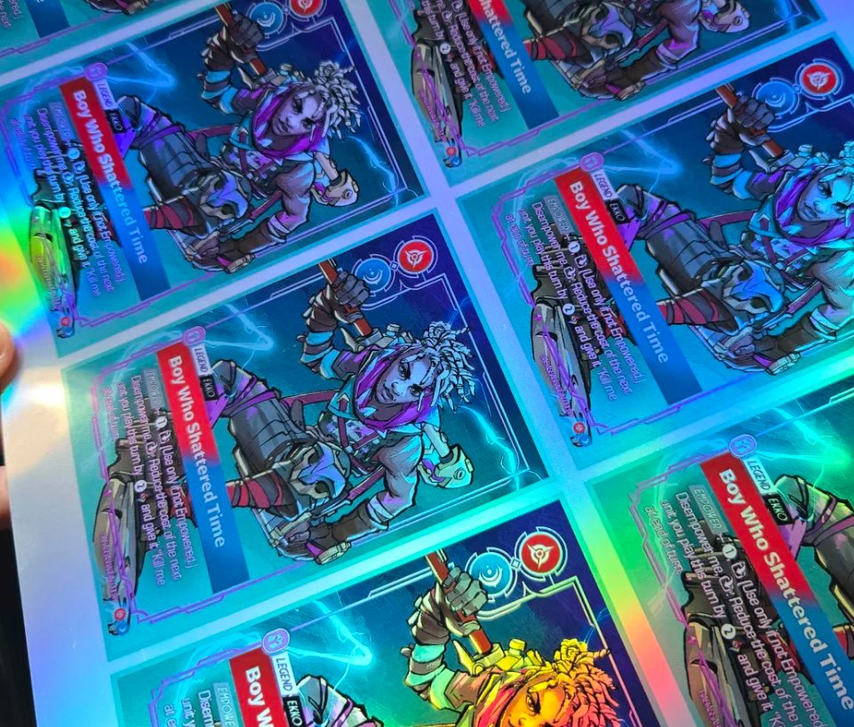 Badassassassin's tweet photo. Holographic cardstock is in
Time to sit down and print #Riftbound #RiftboundProxy stock!! Hoping to finish the token set soon. https://t.co/8QBsRcQvot