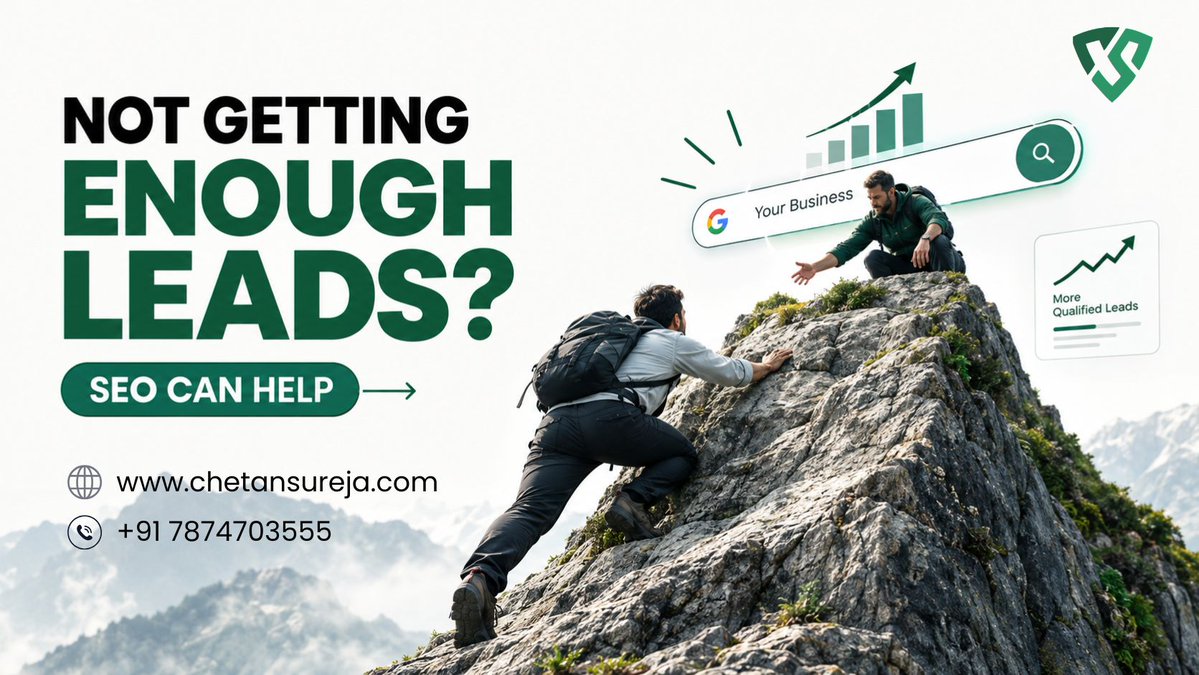 chetansureja's tweet photo. 🚨 Not getting enough leads from Google?

SEO can help you reach the right audience, improve organic visibility, and generate qualified opportunities.

I help businesses with technical SEO, on-page SEO, content, local SEO &amp; more.

📩 Let’s talk.

#SEO #SEOExpert https://t.co/9nnnvP3rmw