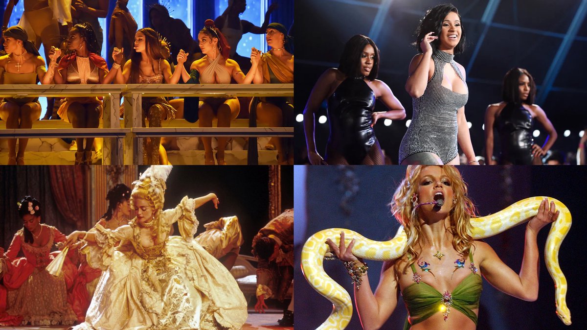 PopBase's tweet photo. #VMAs performances by Ariana Grande, Madonna, Britney Spears, Cardi B &amp; more are now available to watch on Spotify. https://t.co/56MAs14hZQ