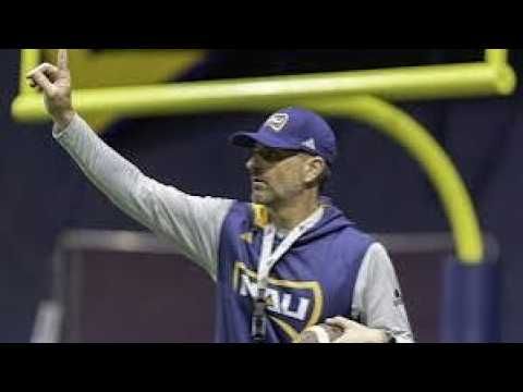 SkylineSportsMT's tweet photo. Northern Arizona head coach Brian Wright coached for #MSUBobcatsFB in 2010 and 2011. Now he's the head coach for NAU 16 years later as the Lumberjacks make their way back to Bozeman to take on the No. 1 Bobcats. 

Wright & @NAU_football OC Bryan Larson joined @colter_nuanez to preview the game 

WATCH - https://t.co/GXEeBCxK5c
