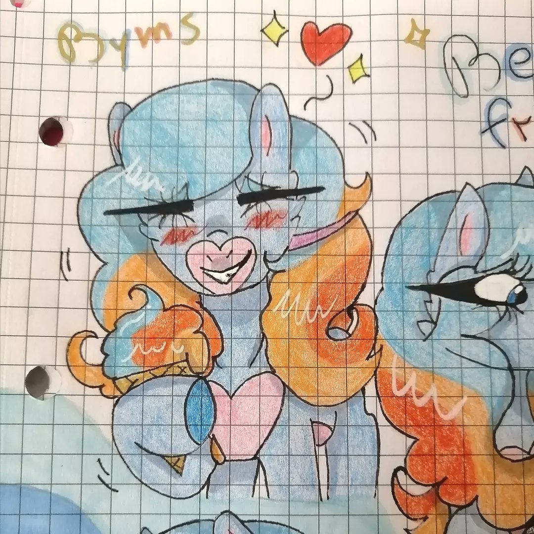 VioletteTimbers's tweet photo. Hi everyone, sorry for the delay with this drawing. I’ve been busy, but here it is. Meet another of my OCs: Blueberry &amp; Mango Sherbet. https://t.co/MezTUl3GPP