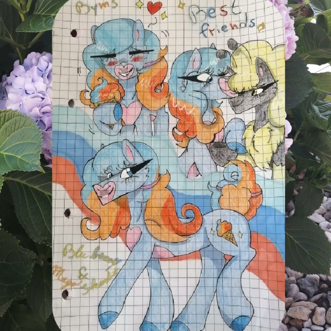 VioletteTimbers's tweet photo. Hi everyone, sorry for the delay with this drawing. I’ve been busy, but here it is. Meet another of my OCs: Blueberry &amp; Mango Sherbet. https://t.co/MezTUl3GPP