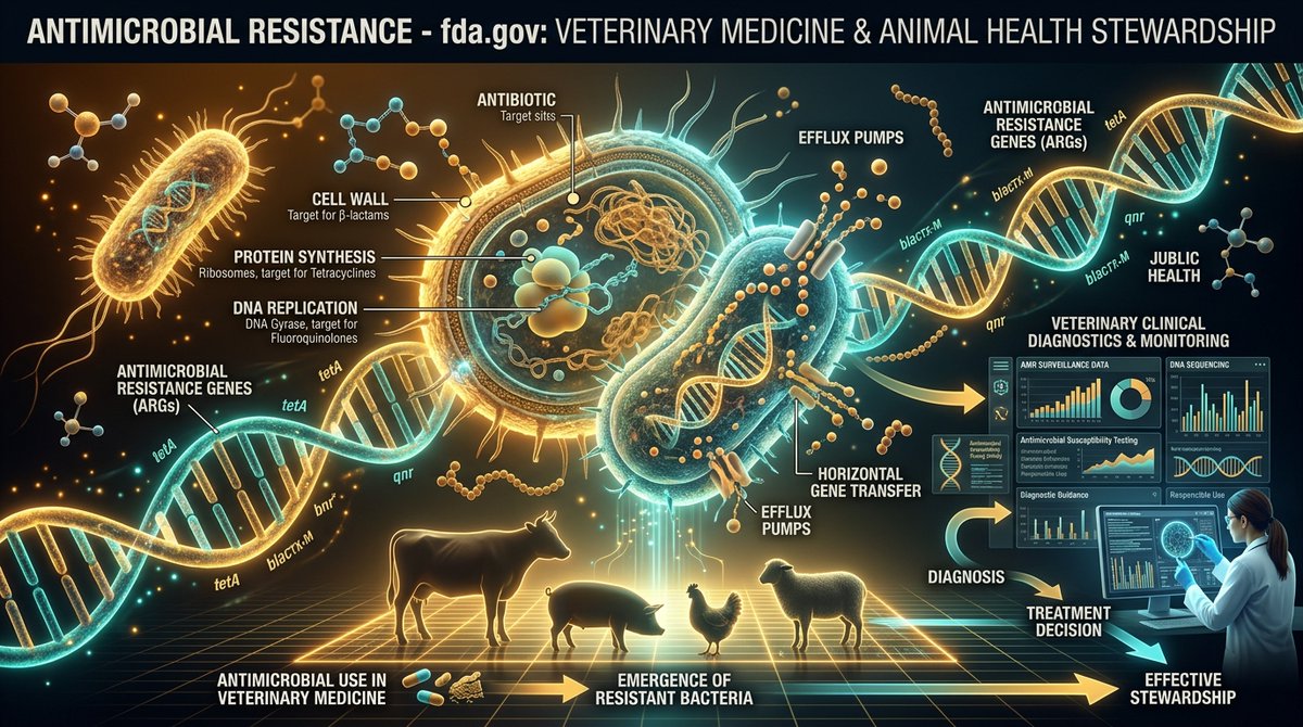 realnehalhas9's tweet photo. Climate change is reshaping antimicrobial resistance in livestock, making veterinary stewardship vital. Stronger global monitoring and updated FDA animal drug guidance are crucial to safeguard One Health.

#AMR #VeterinaryMedicine https://t.co/KvG8athzzu