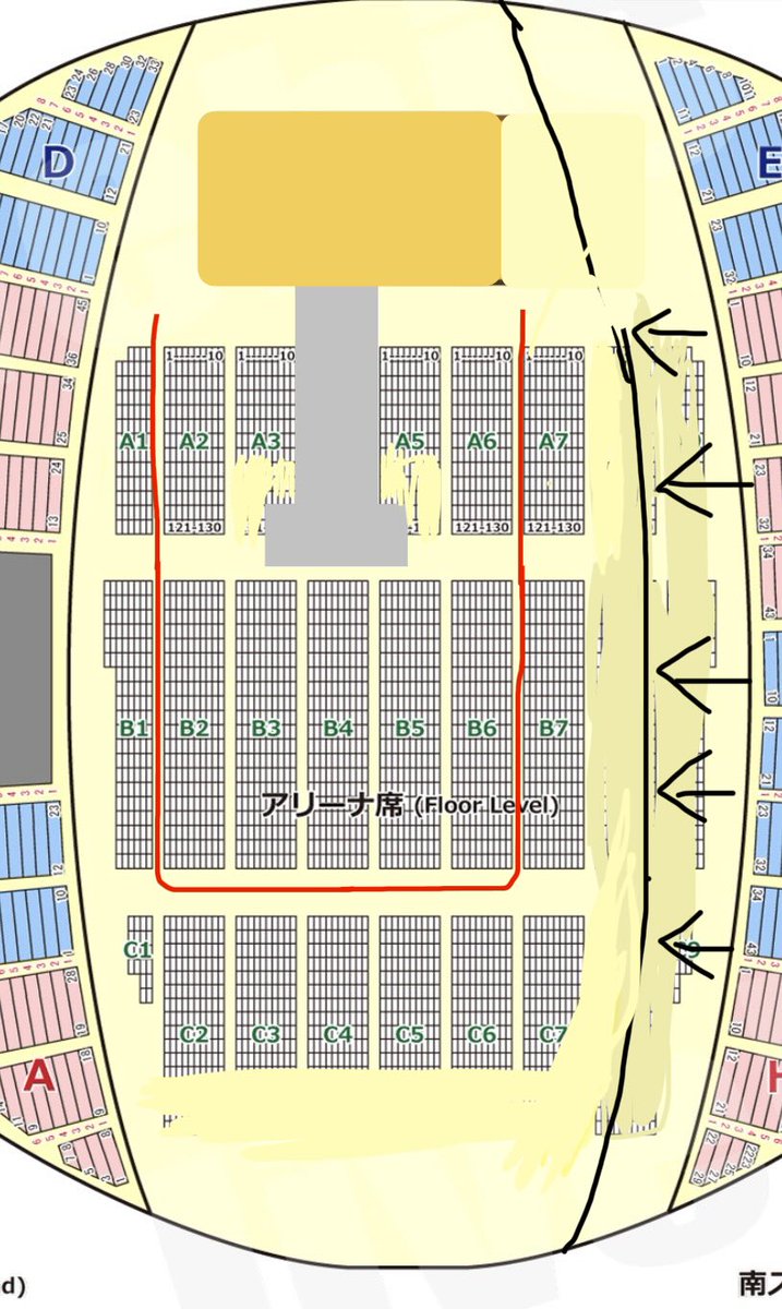 cheer_elful's tweet photo. ※修正しました
ウネちゃんペンパの座席表について、私のわかる範囲で共有させて頂きます🙇‍♀️
今日B7だったのですが、座席表は貼り出されていなかったと思います。そして、私の記憶と公式の写真を見てざっくり書いてみたものです。間違ってたらすみません🙇‍♀️少しでも参考になれば幸いですmm補足はリプに… https://t.co/gPD0zPc3md