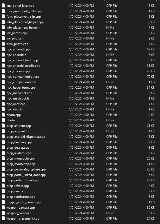 LambdaGen's tweet photo. The source code of Valve's early Portal 2 concept 'F-STOP' has leaked!

This leak also contains code from some experiments, being Margharita (designed to expand AI capabilities) and 2 Bots 1 Wrench.

And finally, there's remnants of HL2 Episode 3 code on it!

Credits @OssyFlawol https://t.co/cEDb4DHler