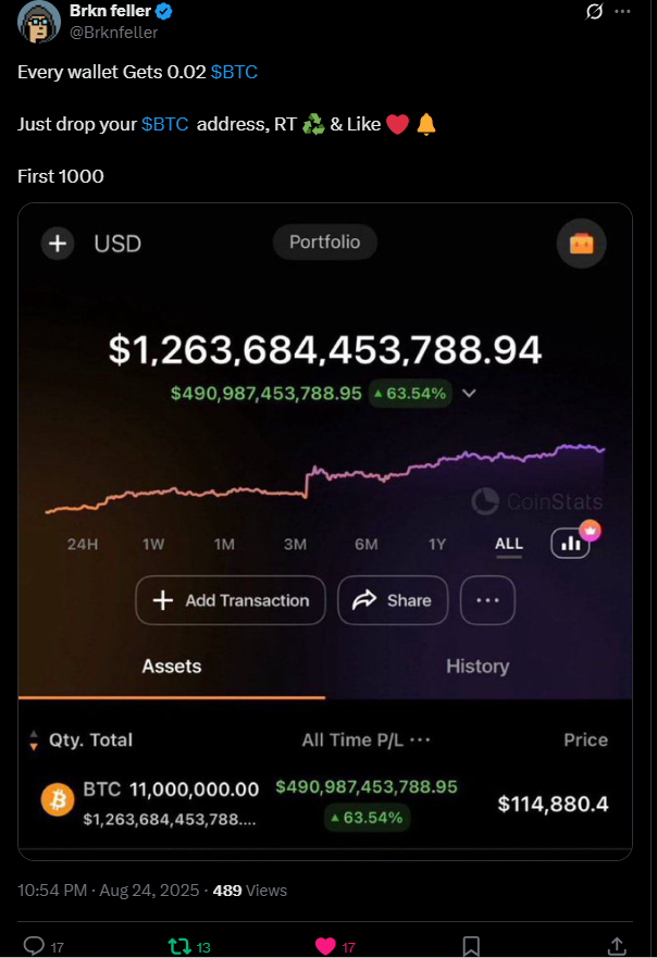SH1973_NO's tweet photo. @Brknfeller This is what you promised, have not seen a single coin https://t.co/OCyvm5B6Ek