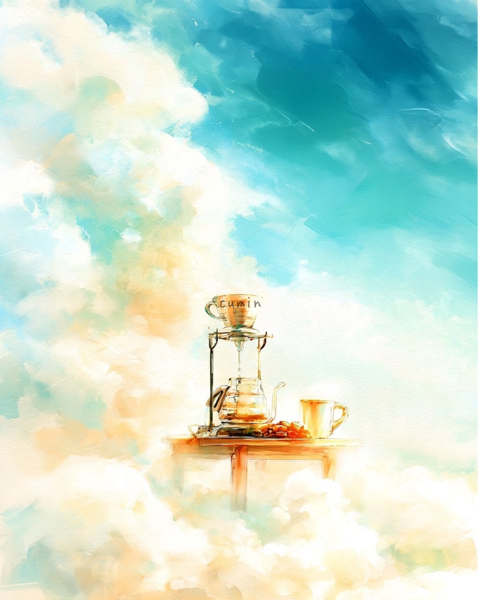 da_3x1's tweet photo. 「青空珈琲店」
どこまでも広がる澄み渡った青空と、雲を黄金色に染めるあたたかな日差し☀️☁️
空の上で爽やかな風を感じながら淹れる、特別な朝の一杯を描きました☕️
新しい一日の始まりを告げるような、心地よく清々しい時間をお届けします✨

#HEXA #watercolor #coffee #青空 #珈琲 https://t.co/vkOXD9fjlP